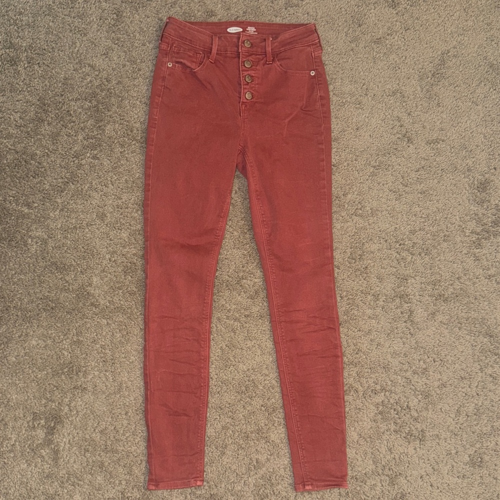 Old Navy Maroon High-Rise Skinny Jeans